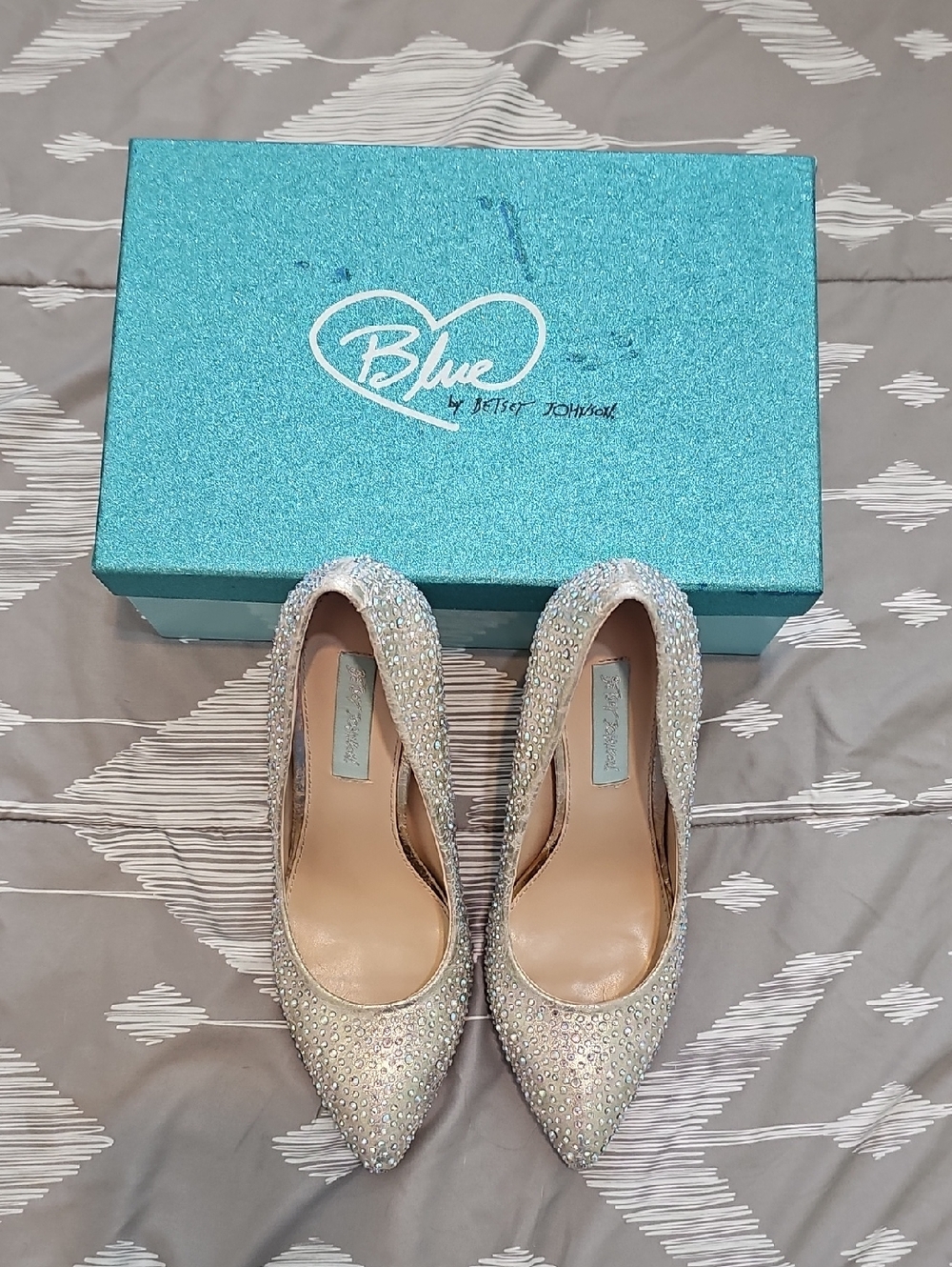 Blue by Betsey Johnson Women's Iridescent Crystal Pointed-Toe Pumps - Silver
